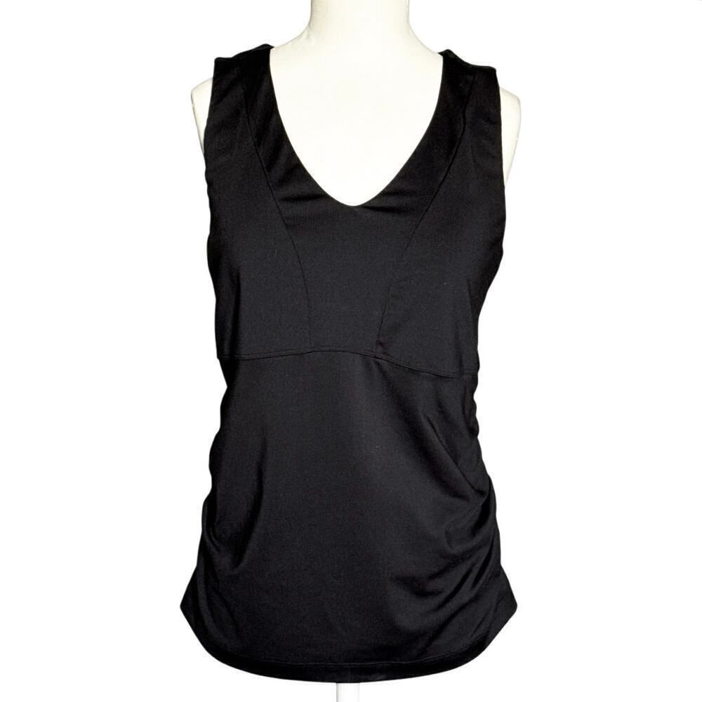 Athleta Empire Black V-Neck Workout Tank Top 38C Built-in Support 736639